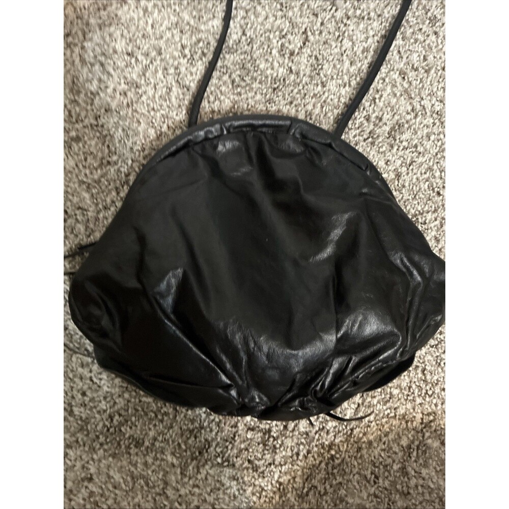 Bags By Pinky Y2K Black Leather Fringe Shoulder Bag Vintage 90s USA - Picture 3 of 9
